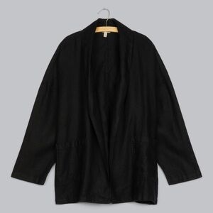 Eileen Fisher Black Heavy Linen Kimono Jacket Size Large Petite